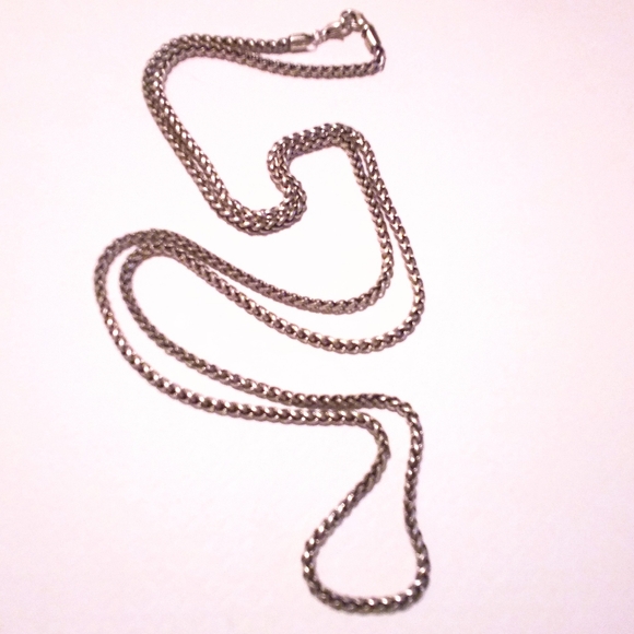 Long Heavy Silver Tone Wheat Chain - Picture 5 of 6